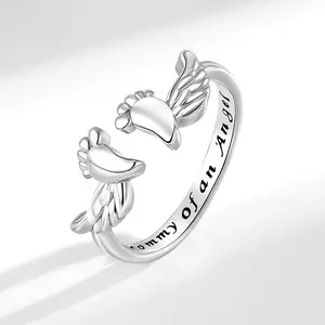Sicbumi 925 Sterling Silver Ring - Loss Mommy of an Angel Memorial Jewelry - Sympathy Gift for Women Mother Mom