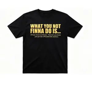 Women's Short-Sleeve Comfortable Fabric Streetwear T-Shirt - African American Slang "What You Not Finna Do" Metallic Print Outdoor Top,summerwins