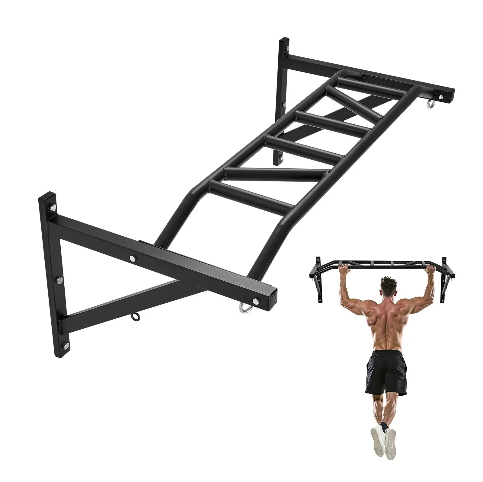 Pull-Up Bar With Multi-Grip Design, Wall-Mounted Chin-Up Bar For Strength Training, Heavy-Duty Home Gym Equipment, Durable Steel Construction, Easy Mounting To Studs Or Ceiling, Versatile Upper-Body Workout For Fitness