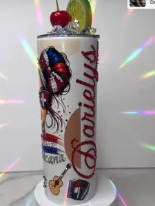 DOMINICAN BLING TUMBLER- CUSTOM HANDMADE SPARKLE CUP