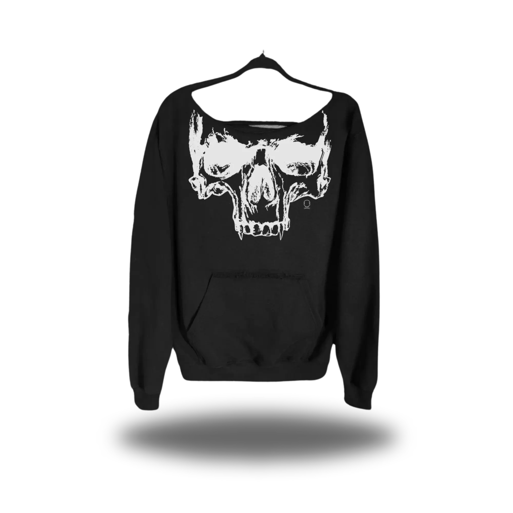 TheDriveClothing Destruction Wide Neck Sweatshirt – Black Oversized Y2K Streetwear Pullover, Grunge Punk Biker Fashion, Gothic Graphic Hoodie, Casual Festival Outfit, Retro Street Style