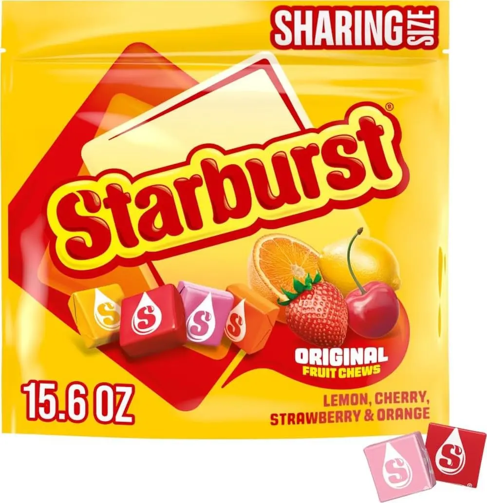 Starburst Chewy Candy, Sharing Size, Individually Wrapped Fruit Chews Candy, 15.6 Oz Resealable Bag