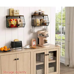 Hanging wall fruit basket for kitchen counter storage organizer