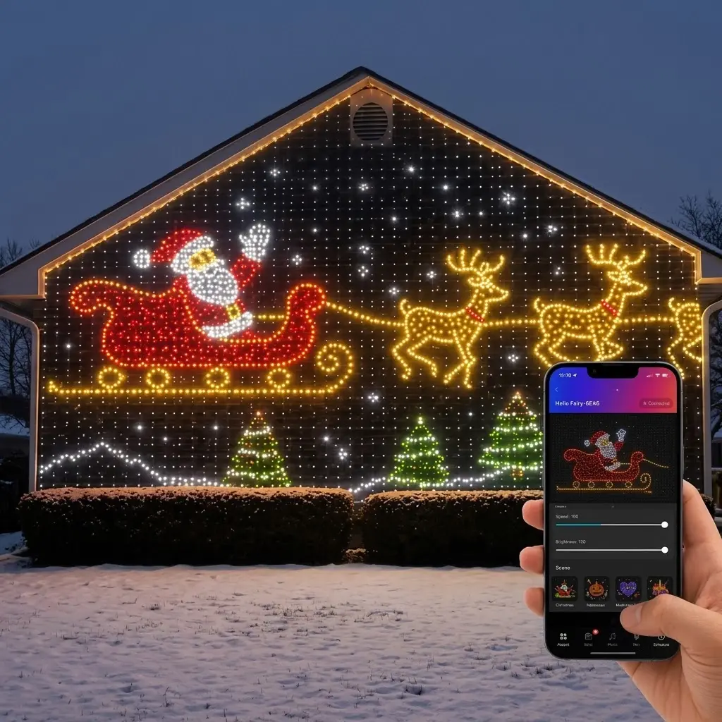 Smart LED Curtain Lights with App & Remote Control Color Changing DIY Patterns Music Sync Timer for Christmas Halloween Party Decor