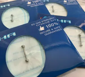 1pc Pre-Sterile Straight Barbell Tongue, Tragus, Nipple Ring Solid G23 Titanium