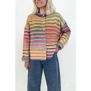 Free Falling Rainbow Knit Cardigan in Sunset