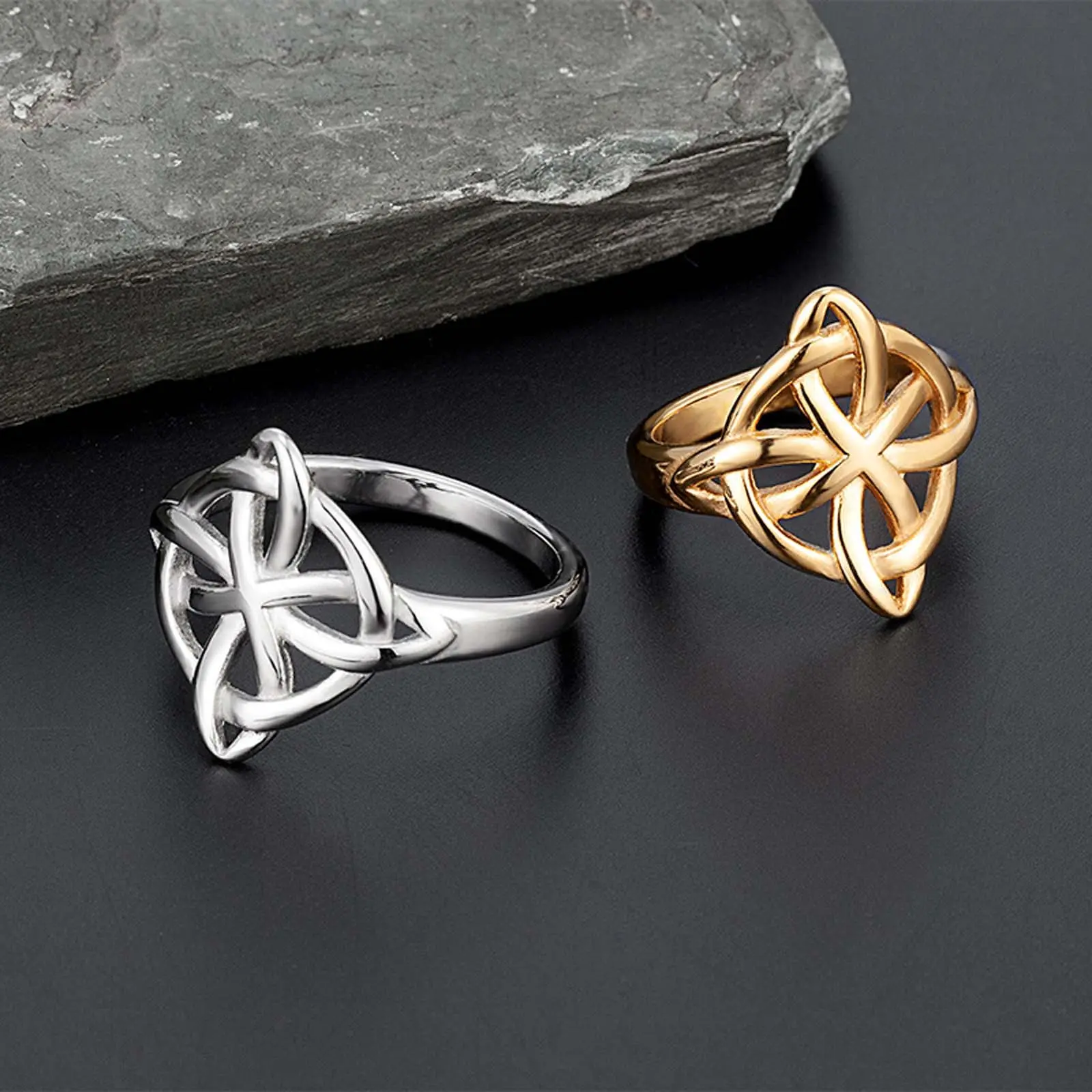 Titanium steel personality braided ring stainless steel Viking fashion Celtic knot ring suitable for men and women to give as a gift