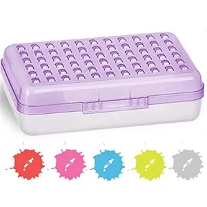 Enday No.0624 Assorted Color Dots Pencil Case - Purple, Office School Supplies, Writing Stationery (Pack of 24)