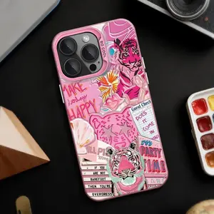 Pink Party Pattern Phone Case Suitable for IPhone17 11 12 13 14 15 16 Pro Max Air Plus, Premium Slim Shockproof Lightweight Protective Cover