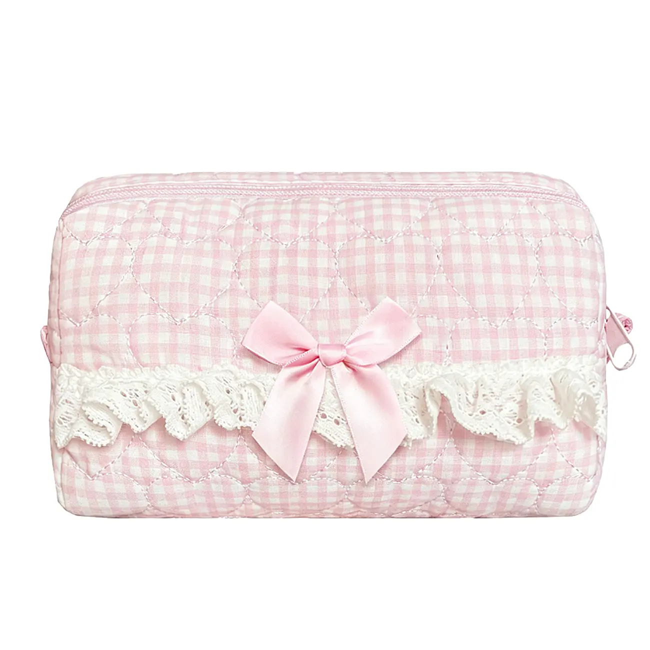 Small Quilted Makeup Bag Touch-up Pouch Coquette Cosmetic Bag for Women Girls Small Quilted Makeup Bag Touch-up Pouch Coquette Cosmetic Bag for Women Girls