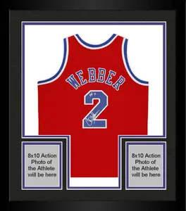 Framed Chris Webber Washington Bullets Autographed Red Statement 1994-1995 Mitchell & Ness Replica Jersey with "HOF 21" Inscription - Fanatics Authentic Certified