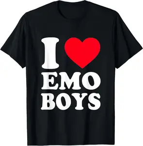 100% Cotton I Love Emo Boys I Red Heart Emo Boy Funny Gifts T-Shirt