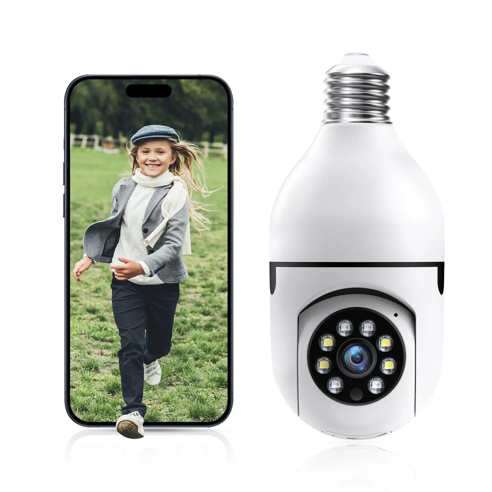 2.4&5Ghz-Panoramic 3MP Light Bulb Camera with Full ColorDay/Night, Motion Detection, Two-Way Audio, Security for Home/Yard/Store WiFi Home WiFi PanTil