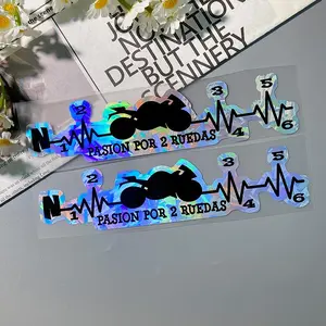 Personalized Heartbeat Design Scooter Stickers, Waterproof and Durable Vinyl Decals, Fits Motorcycle Fuel Tank, Rear Cowl, Helmet, Holographic Carbon and Silver Color, Halloween