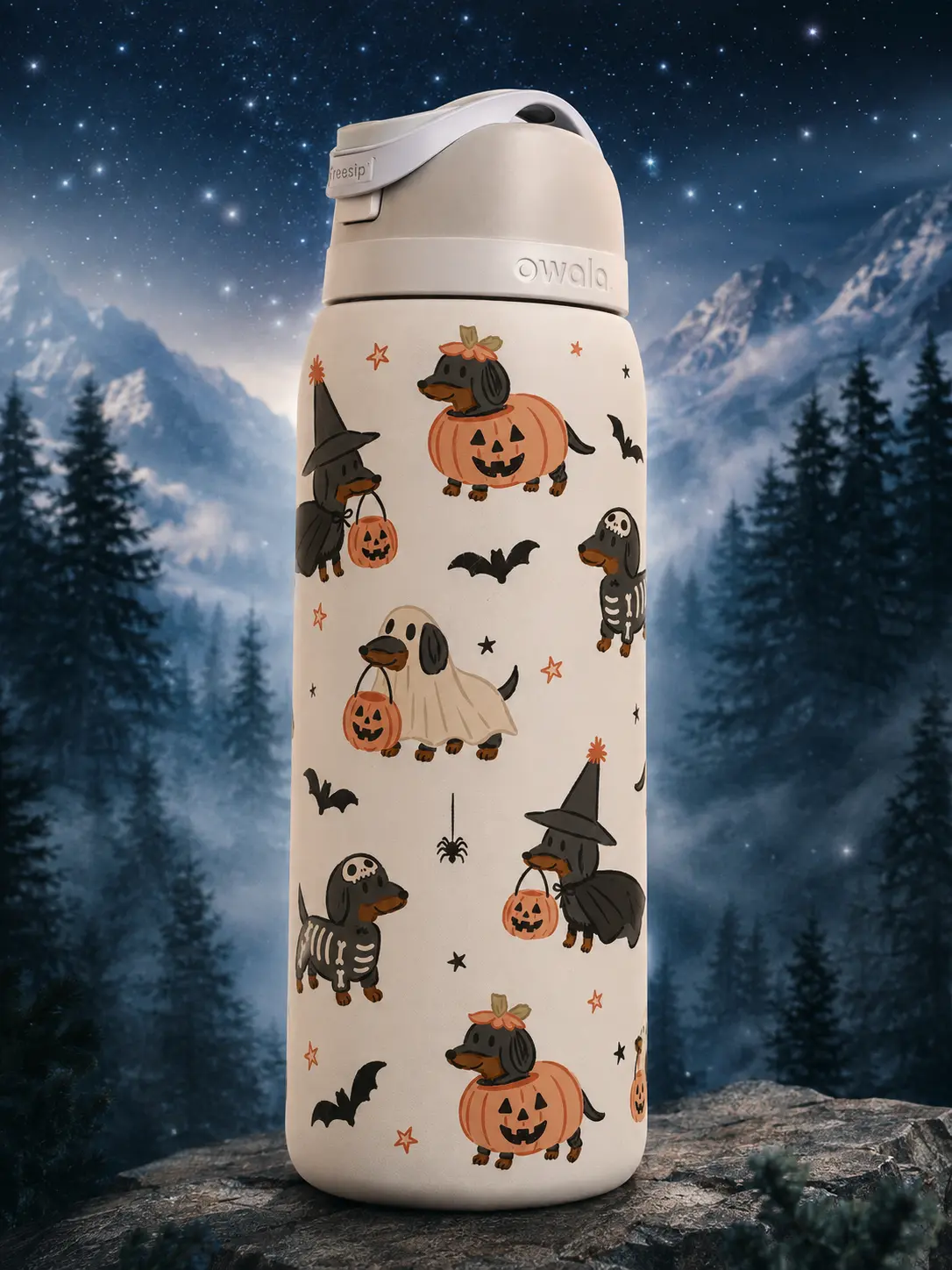 Halloween Owala Water Bottle 24oz 32oz, Cute Spooky Ghost Pumpkin Bat Design, Cozy Fall Drinkware