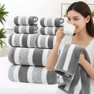 Luxury 8 Piece Towel Set Premium Striped Design Fast Drying Absorbent Towels for Home & Gifting Boho Chic Halter Backless Crop Top Multicolor Fireworks Shower Curtain Polka Dot Double-Layer