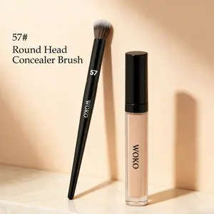 57 Round Head Concealer Makeup Brush, Face Concealer Liquid Blending Brush, Circular Buffing Motions, Blend and Cover Imperfections
