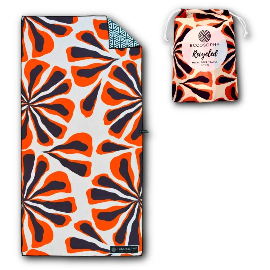 ECCOSOPHY Microfiber Beach Towels Made from Recycled Plastic Bottles  - Quick-Dry, Sand Free & Lightweight - Oversized 71”x35” with Pouch for Travel, Pool & Camping (Majorca)