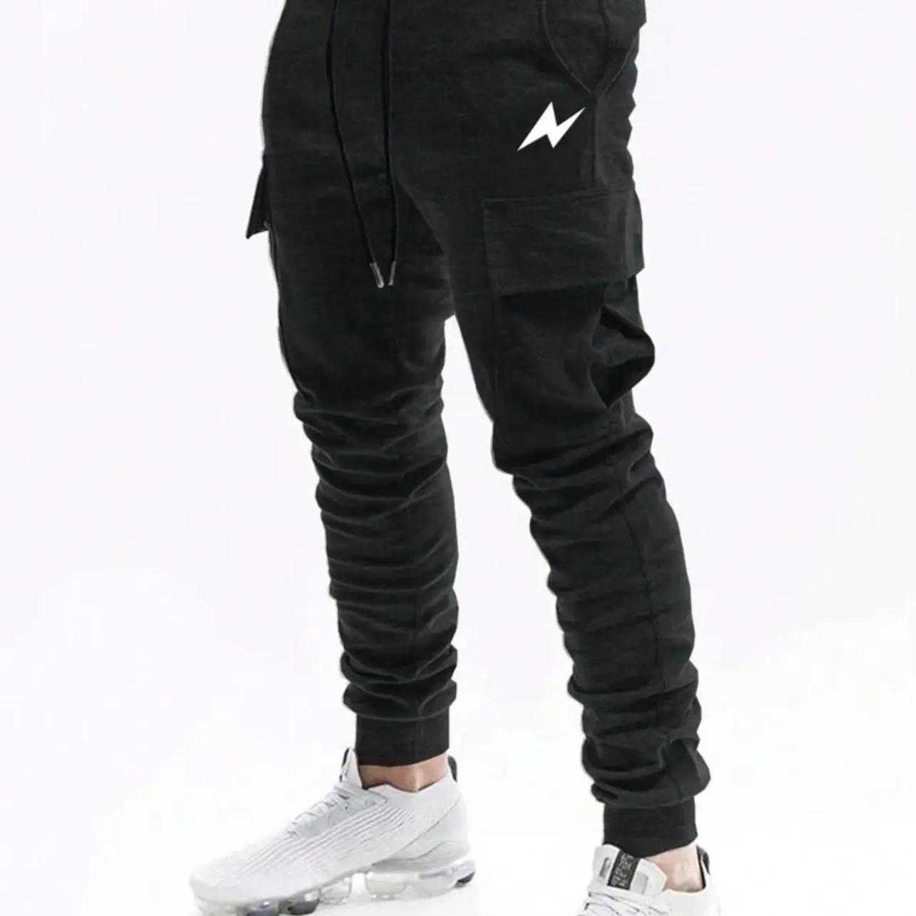 ROMWE Street Life Men Lightning Print Drawstring Waist Flap Pocket Side Sweatpants