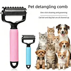 Pet Grooming Tool, Universal Detangling Comb for Dogs, Stainless Steel Double-Sided Design, Effective Shedding Removal & Matted Hair Tamer, Practical Daily Dog Coat Maintenance Supplies.