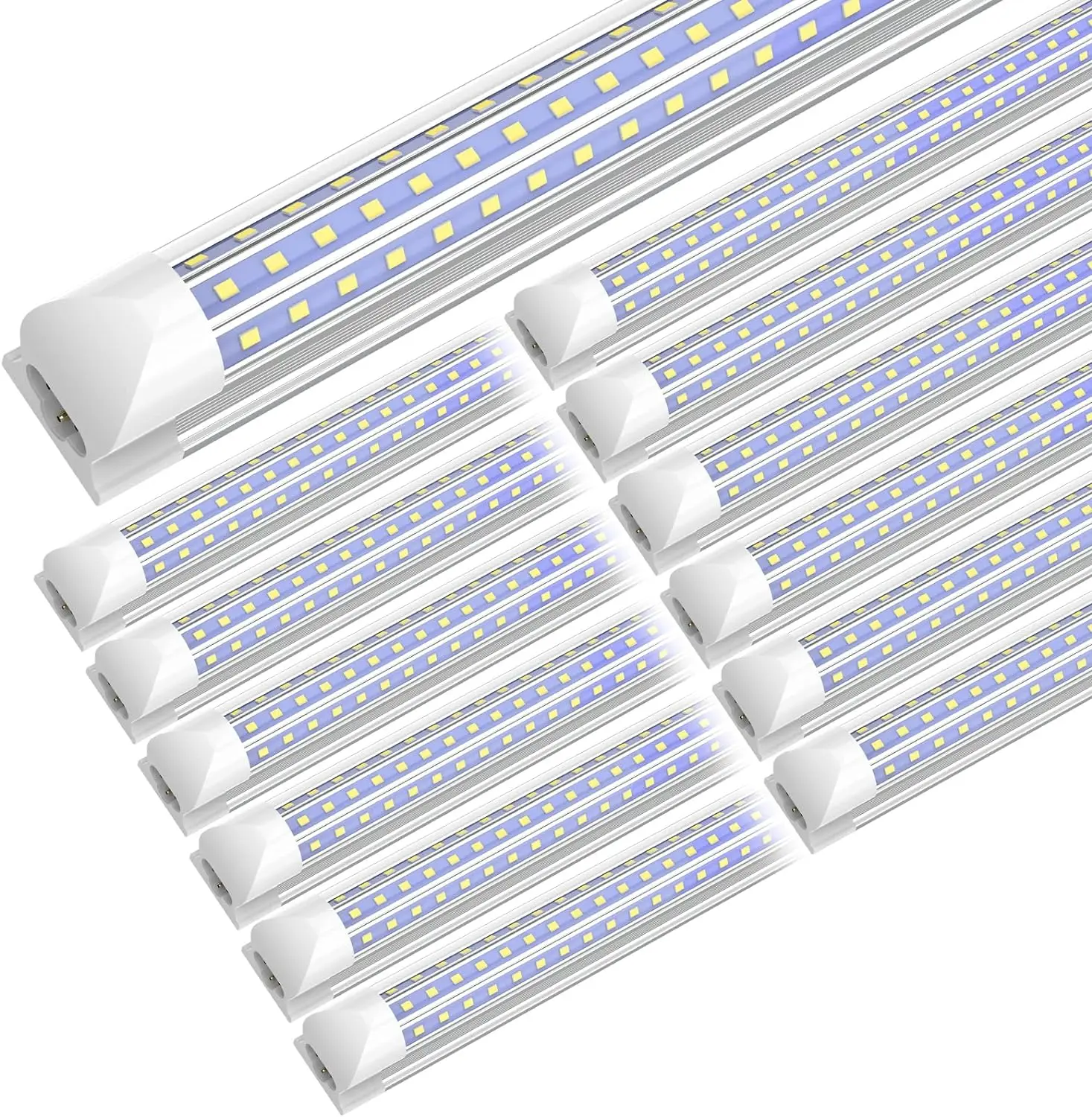 SHOPLED LED Shop Light 4FT, 45W 5850LM 6000K Cool White, Linkable Ceiling Light Fixtures, D-Shaped, T8 LED Tube Lights 4FT for Garage, 12 Pack