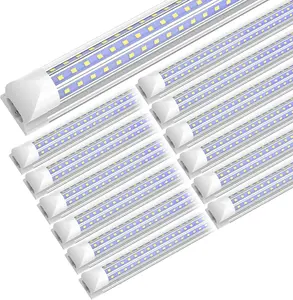 SHOPLED LED Shop Light 4FT, 45W 5850LM 6000K Cool White, Linkable Ceiling Light Fixtures, D-Shaped, T8 LED Tube Lights 4FT for Garage, 12 Pack