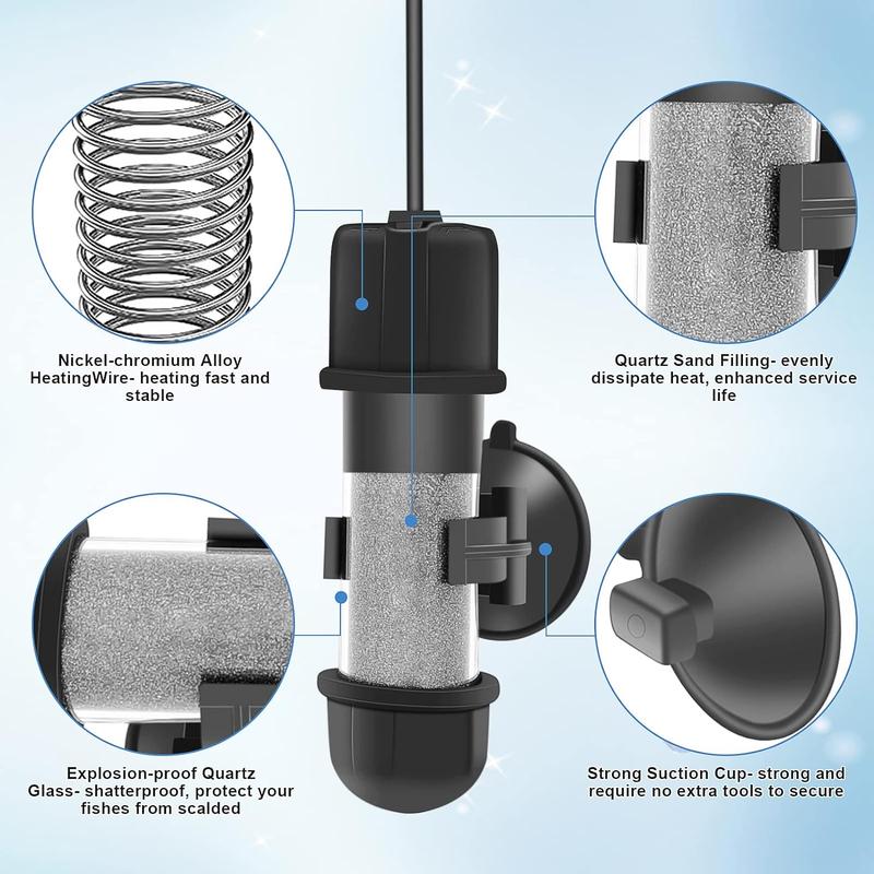 hygger Small Aquarium Betta Heater, Submersible Fish Tahk Heater 10W/25W/50W/100W with LED Digital Display, Suitable for Marine Saltwater and Freshwater up to 5/10/16/26 Gallon hygger Small Aquarium Betta Heater, Submersible Fish Tahk Heater 10W/25W/50W/100W with LED Digital Display, Suitable for Marine Saltwater and Freshwater up to 5/10/16/26 Gallon