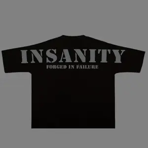 Controlled Insanity Tops Bodybuilding Oversized Tee in Black Crewneck Streetwear Menswear