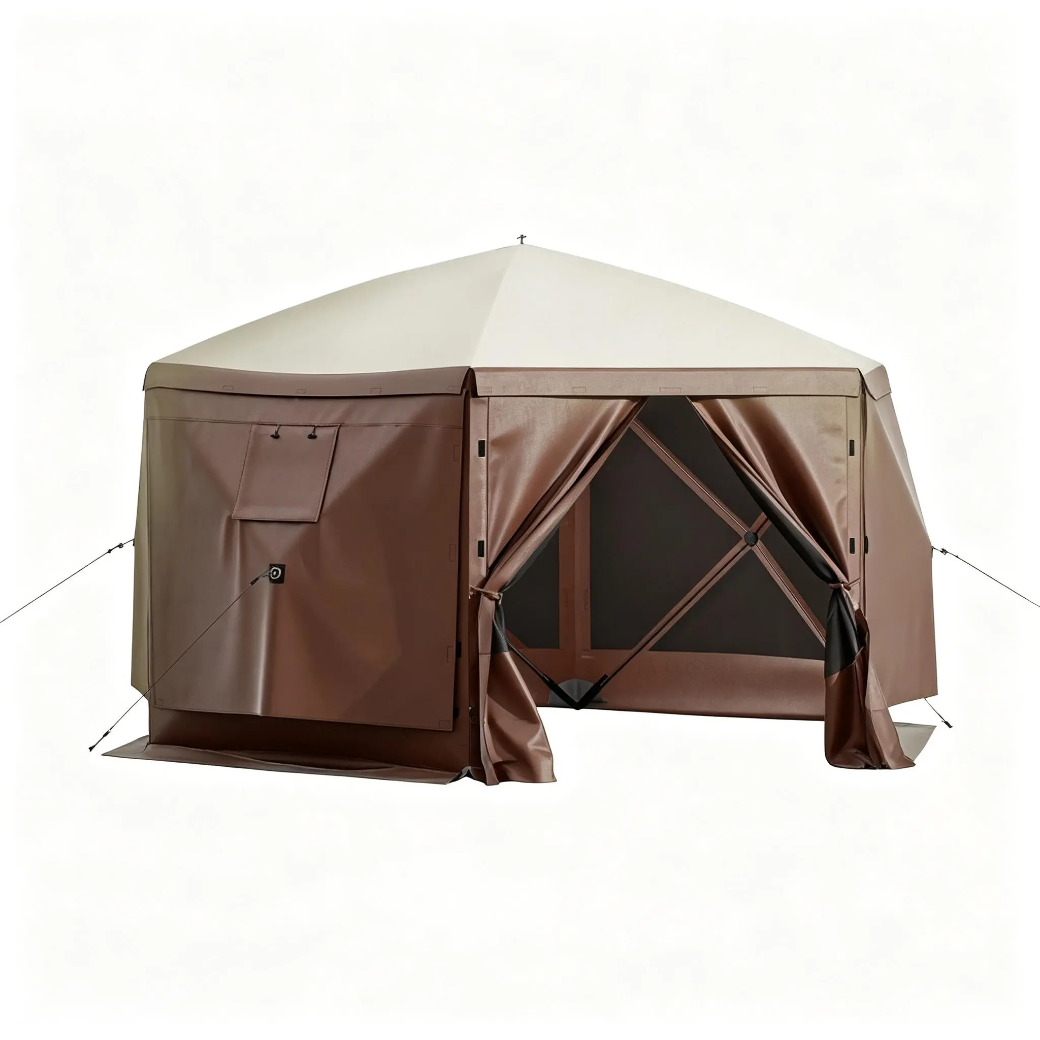 12x12 Pop Up Camping Tent with 6 Wind Cloths & Windows, Waterproof Screen Gazebo Shelter with Carry Bag, Instant Setup Outdoor Canopy for Backyard Camping