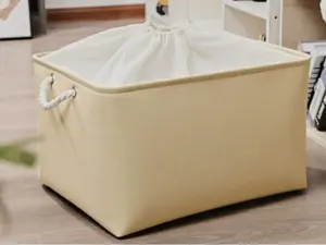 Japanese-Style Foldable Cotton/Linen Storage Basket, 3-in-1 Pet Bed / Picnic Basket / Seasonal Clothing Organizer, Home Storage Basket for Renters