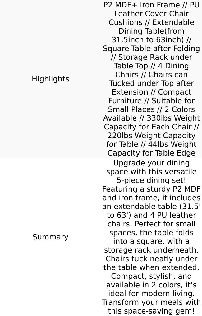 Larkspur 5-Piece Extendable Dining Table Set