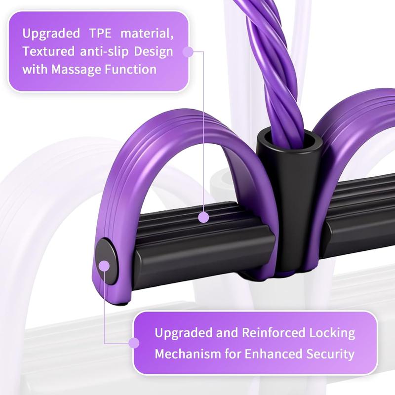Multifunction Tension Rope, 6-Tube Elastic Yoga Pedal Puller Resistance Band, Natural Latex Tension Rope Fitness Equipment, for Abdomen/Waist/Arm/Leg Stretching Slimming Training (Purple)