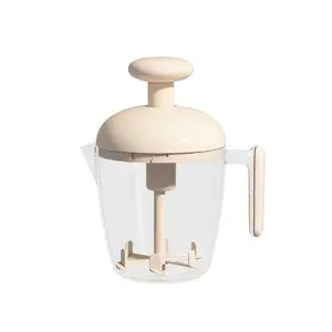 Hand-Press Egg Beater Cup, Multi-Blade Manual Mixer, Built-In Strainer Foam Removal, Fast Effortless Egg & Cream Whisk for Home Baking