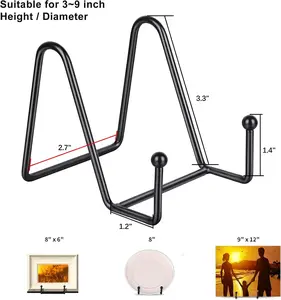 5 Pack 3 Inch Small Easel Metal Display Stands - Black Iron Plate Holder for Picture, Decorative Plate, Book, Photo, Artistic Work (5 pcs)
