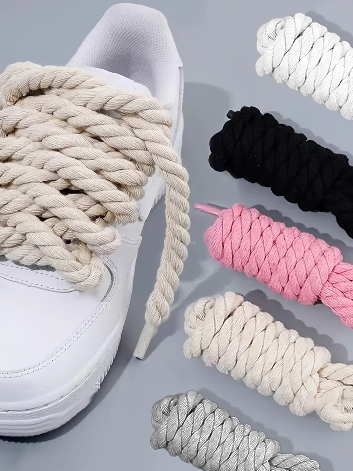 Handmade Thickened Shoelaces, Fashionable Jute Rope Shoelaces, Durable Wear-Resistant, Suitable for Sports Shoes, Canvas Shoes, Casual Shoes, Thick Laces Design, Shoelaces for Sneakers