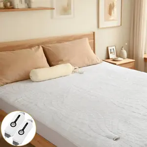 Heated Mattress Pad Heated Pad Queen King Sizes 4 Heating Levels 10-Hour Auto Shutoff, Durable & Breathable, Snug-Fit Design, Machine Washable, White Diamond Pattern