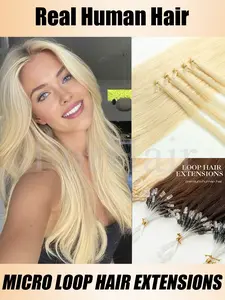12-20'' Straight Micro Loop Hair Extensions Human Hair Real Hair Extensions Natural Brown Black Blonde Micro Bead Fishing Line Halo Hair Extensions