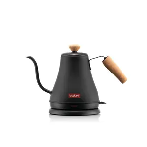 Bodum 27oz Melior Goose Neck Electric Water Kettle Matte Black: Stainless Steel Tea Kettle with Ergonomic Handle 1000W