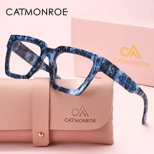 CATMOROE Comfortable Square Reading Glasses, Fashion Leopard Print PC Material, Anti-Blue Light, Unisex, Ideal Gift for Friends and Family
