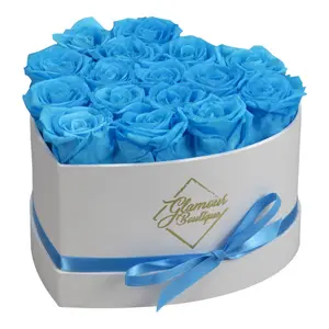 Immortal Love White Heart | 16 Tiffany Roses  Decor Box