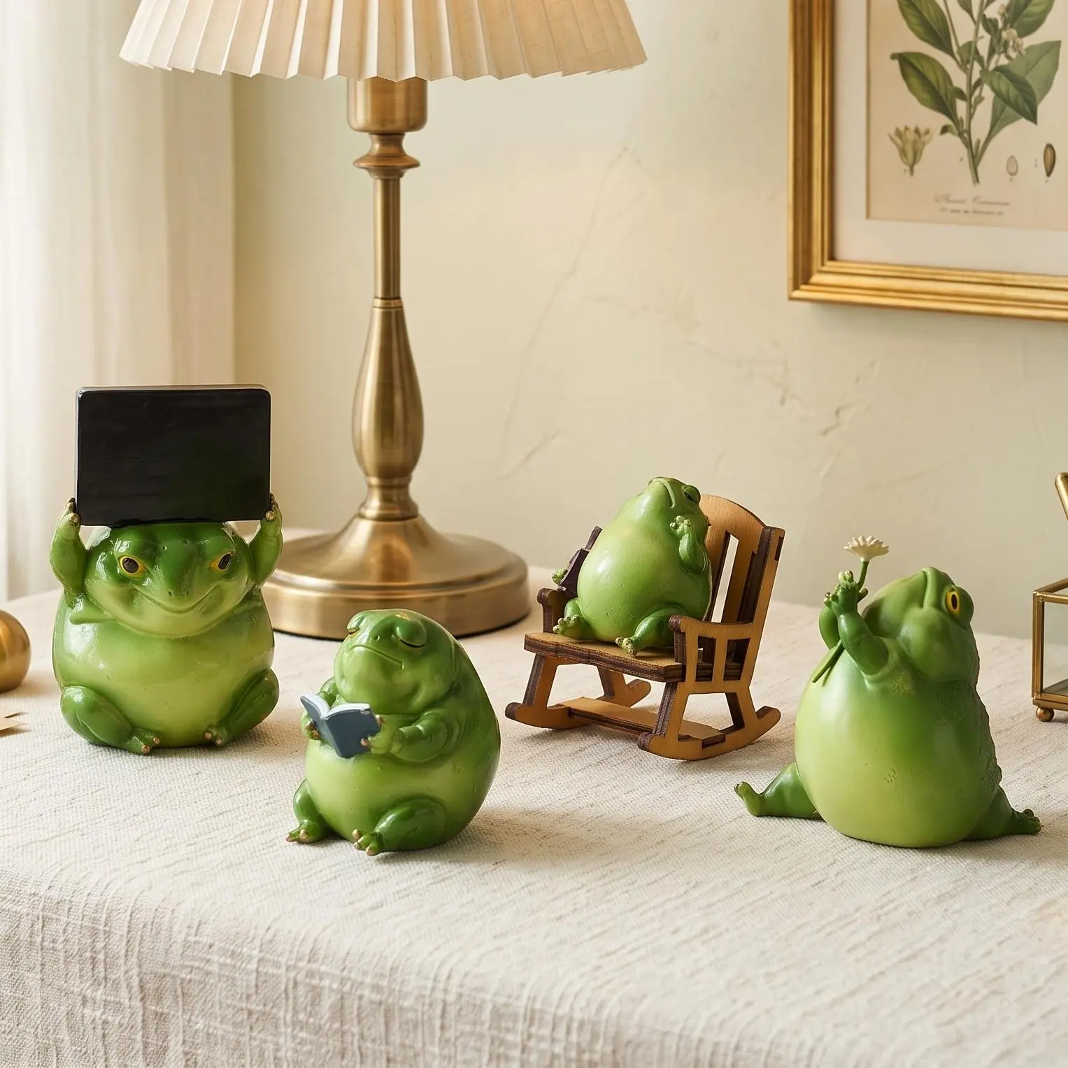 Emotional Support Frog Figurines - Funny Frog Sculpture for Shelf, Desk Decoration - Frog Desk Accessories - Perfect Cute Frog Gift for Frog Lovers
