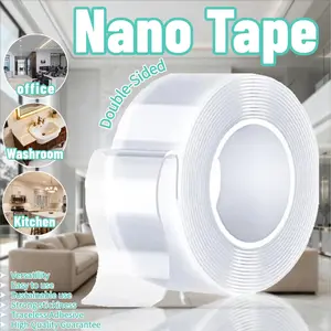 Double-Sided Adhesive Tape, Nano Tape, Large Double Sided Tape Heavy Duty Removable, Transparent Adhesive Tape, Traceless Adhesive Tape, Removable, Washable, Reusable, Suitable For Carpets, Photo Walls Bathroom Supply