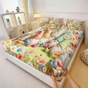 Spring Garden Cozy Bed Sheet Set, Includes 2 Coreless Pillowcases, Tight-Fit Non-Slip Design, Cure-Style Fairy Tale Bedding