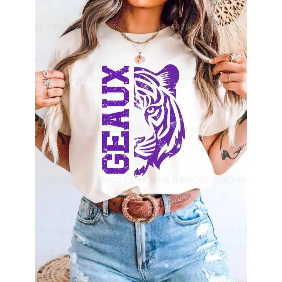 Louisiana Geaux Tigers LSU T-shirt GameDay Womenswear Crewneck Unisex Tops Made in USA  Premium Quality