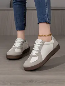 Comfortable Anti-Slip Training Shoes, Vintage Suede Casual Sneakers, Lightweight Daily Commute Shoes, Textile Upper, Rubber Sole