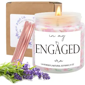 Bridal Shower Gifts- in My Engaged Era  Lavender Scented Soy Wax Candle- Engagement Gifts for Couples,Wedding Shower Bachelorette Present for Bride 4oz