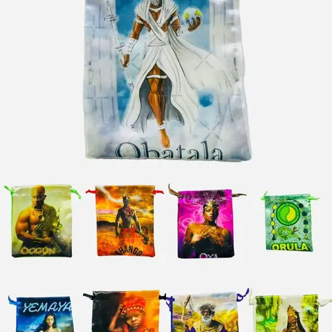 Santeria santo bags with imagine for shells special items storage for your santo Bolsa para Santos Religious Decor