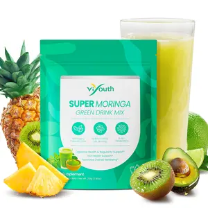 Viyouth Superfood Green Drink Mix Powder with Probiotics Moringa & Buckthorn Bark for Gut Health Digestion & Energy Boost 30 Servings Wellness Antioxidant Supplement Essential Aminos