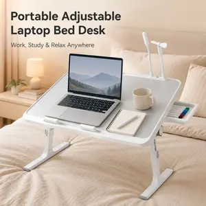 laptop  desk  bed Foldable Adjustable Laptop Bed Desk with Slot Drawer & USB Port for Bed Dorm Home Office Use