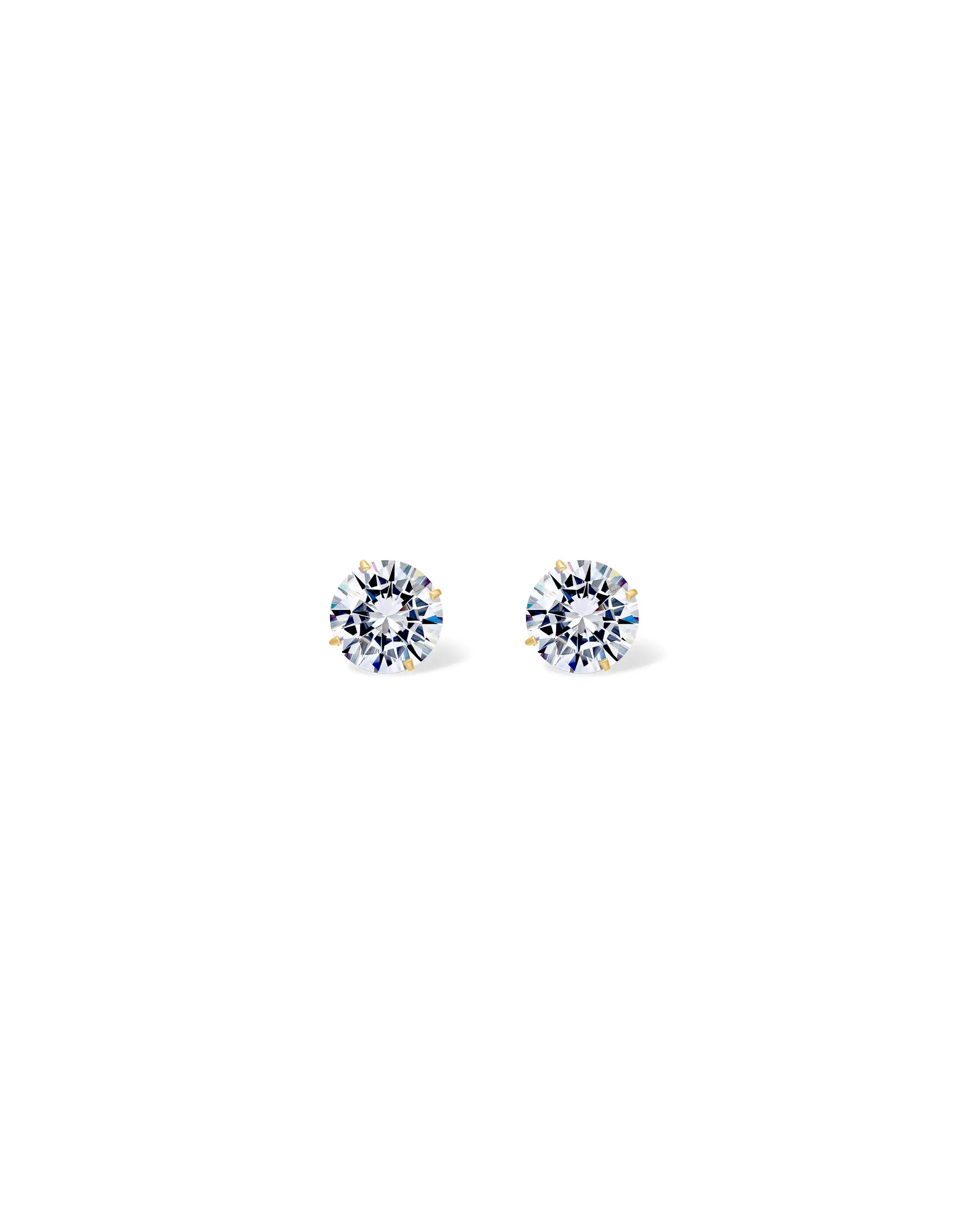 PAVOI 14K Gold Plated Solid Moissanite Stone Stud Earrings for Women | Dainty Solid Gold Stud Earrings